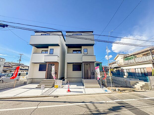 2号棟【前面道路7.5m】車の通行が少ないので、静かな住環境を維持することができます。