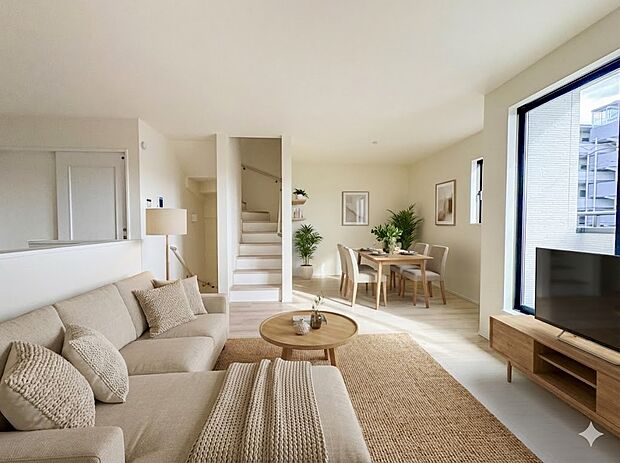 2号棟【LDK17.25帖】忙しい朝でも家族揃って食事をしたいゆとりあるダイニングスペース。