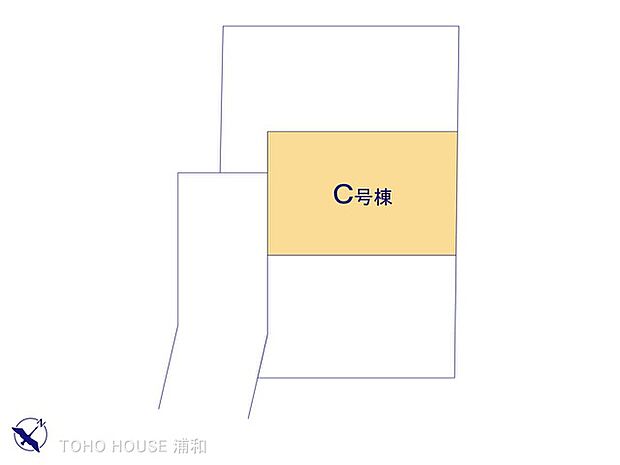 【C号棟 区画図】整形地・通り抜けのなく、車通りの少ない新設の開発道路に接道