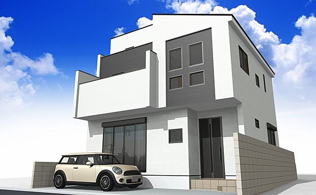 【完成予想図】完成予想図です。建築中は、現地のご見学に加えて近隣の完成物件をご覧いただき、イメージを掴んでいただけるようご案内いたします。