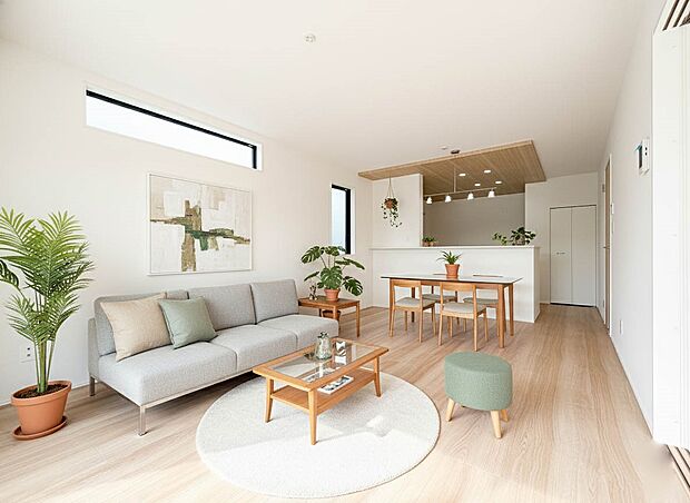 【リビング　LDK16.5帖】  整然とした空間演出、快適な理想の暮らしの実現は家のみの拘りではなく、そこで暮らす方々にとって素敵な環境であることも挙げられると思います。四季折々の変化が奏で…