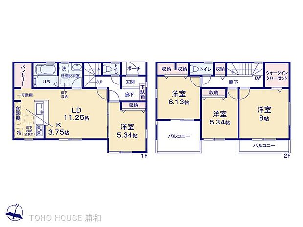 【2号棟 間取り図】4LDK+WIC