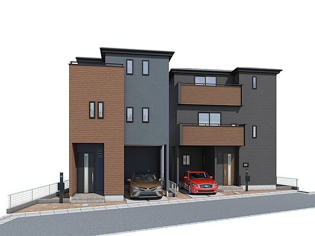 【-完成予想パース-】 堂々たるファザード。優美に佇む外観。暮らす家族と来訪者の目をの楽しませる演出。