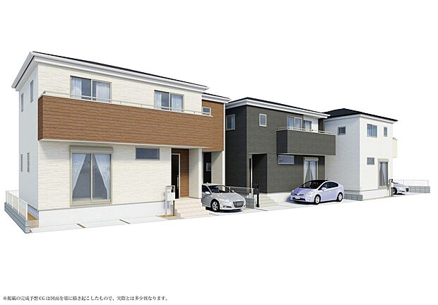 【完成予想図】完成予想図です。建築中は、現地のご見学に加えて近隣の完成物件をご覧いただき、イメージを掴んでいただけるようご案内いたします。