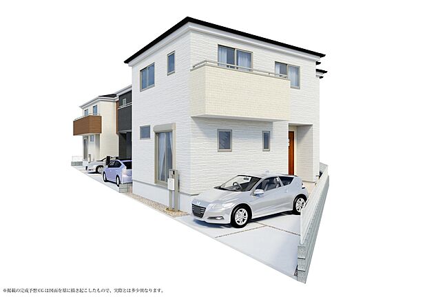 【-完成予想パース-】  堂々たるファザード。優美に佇む外観。暮らす家族と来訪者の目をの楽しませる演出。