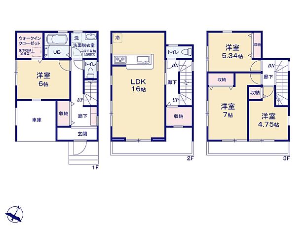 【間取り図】LDK16帖+4BED ROOM+南バルコニー