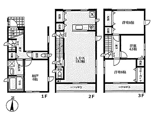 【間取り図　A号棟】3LDK＋S　LDK18.3帖