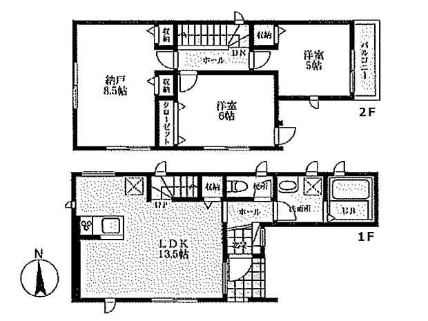 【間取り図 C号棟】2LDK+S LDK13.5帖