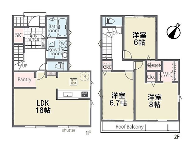 3LDK　建物面積95.64m2　土地面積100.79m2