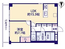 レイニオン岸町 1LDKの間取図画像
