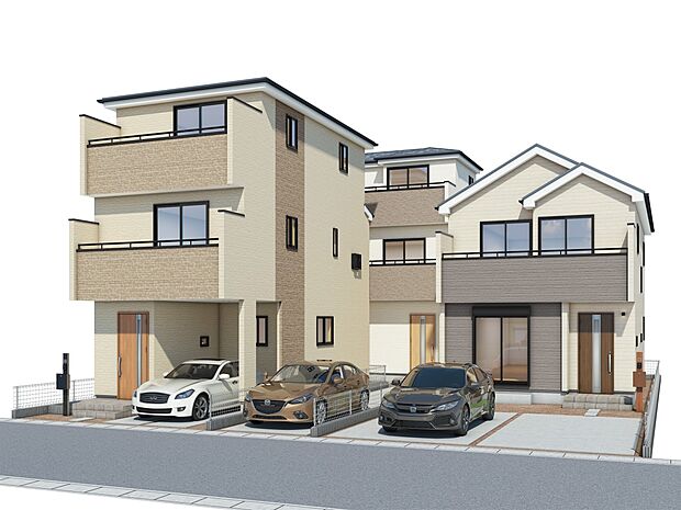 B号棟【完成予想図】完成予想図です。建築中は、現地のご見学に加えて近隣の完成物件をご覧いただき、イメージを掴んでいただけるようご案内いたします。