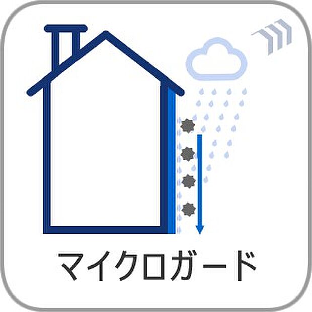 【外壁・マイクロガード】 サイディングは耐火性、耐久性に優れており、マイクロガードで雨水などによる汚れがつきにくくなり、更に耐久性が高くなっています。