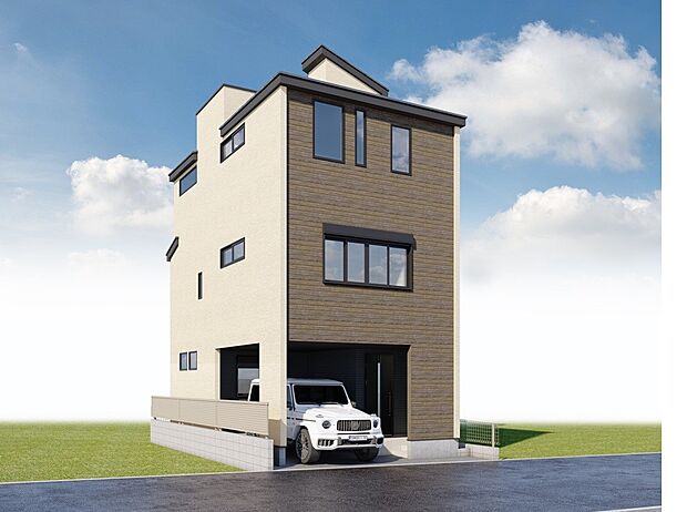 【完成予想パース　-3号棟-】落ち着きのあるアースカラー。将来にわたって価値が継続する「質」を追求した本物の家。  