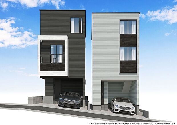 【-完成予想パース-】 堂々たるファザード。優美に佇む外観。暮らす家族と来訪者の目をの楽しませる演出。