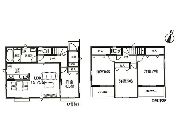 【間取-D号棟-】全棟4LDK