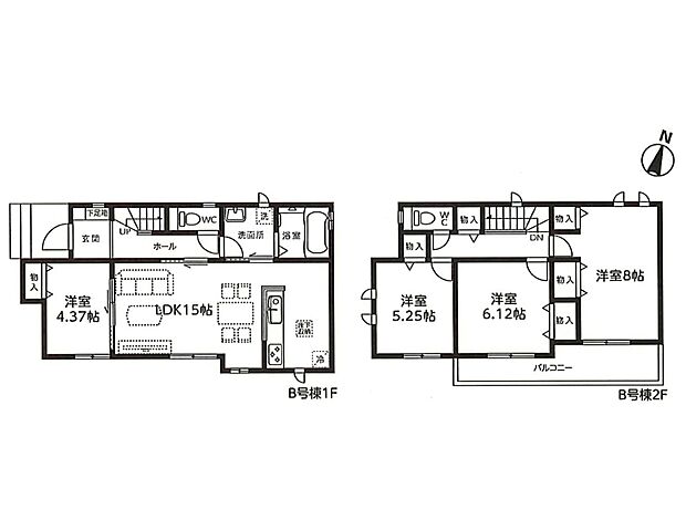 【間取-B号棟-】全棟4LDK