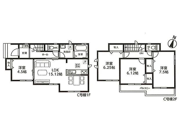 【間取-C号棟-】全棟4LDK