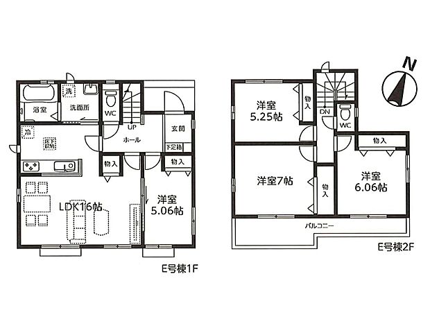 【間取-E号棟-】全棟4LDK