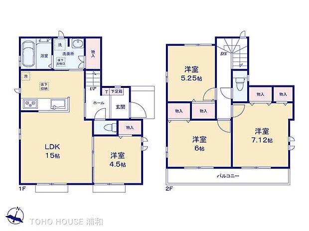 【間取-H号棟-】全棟4LDK