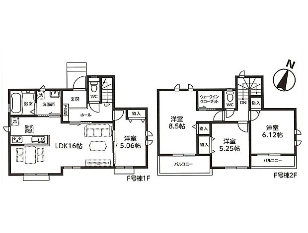 【間取-F号棟-】全棟4LDK