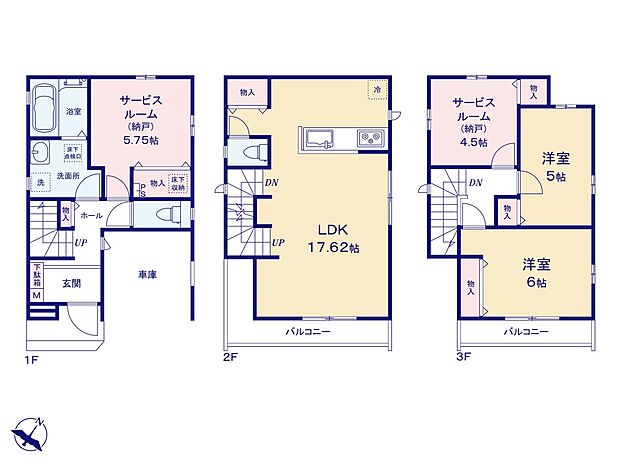 B号棟【間取り図】LDK17.62帖 大型パントリーつき