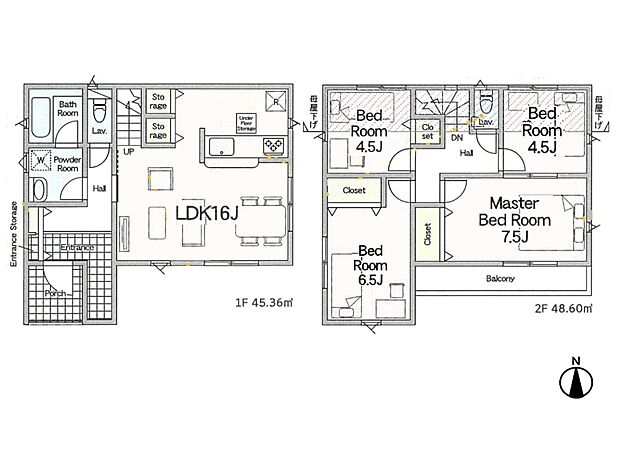 1号棟【間取り図】4LDK LDK16帖 対面式キッチン L字玄関エントランス