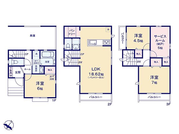 A号棟【間取り図】LDK18.62帖 大型パントリー付き
