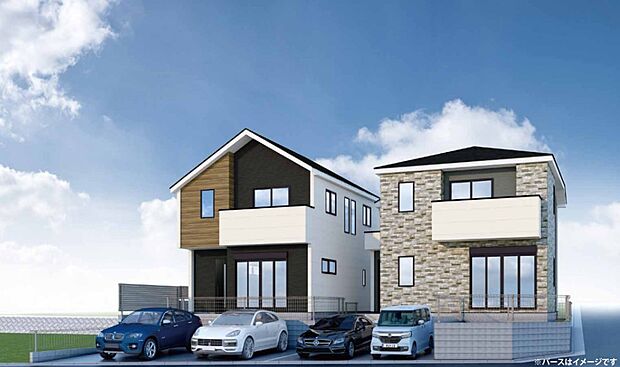 【完成予想図】完成予想図です。建築中は、現地のご見学に加えて近隣の完成物件をご覧いただき、イメージを掴んでいただけるようご案内いたします。