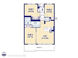コスモ戸田パークスクエア 3LDKの間取図画像