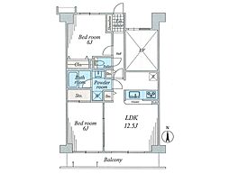 シャルム東川口壱番館 2LDKの間取図画像