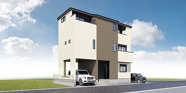 【完成予想図】完成予想図です。建築中は、現地のご見学に加えて近隣の完成物件をご覧いただき、イメージを掴んでいただけるようご案内いたします。