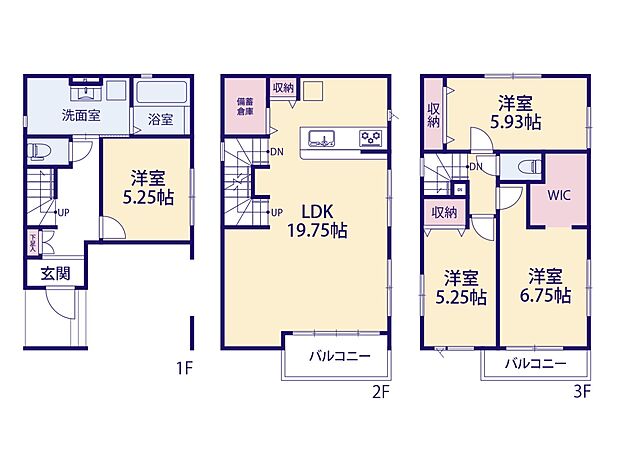 【間取り】広々とした19帖以上のLDKが魅力的な間取りです。