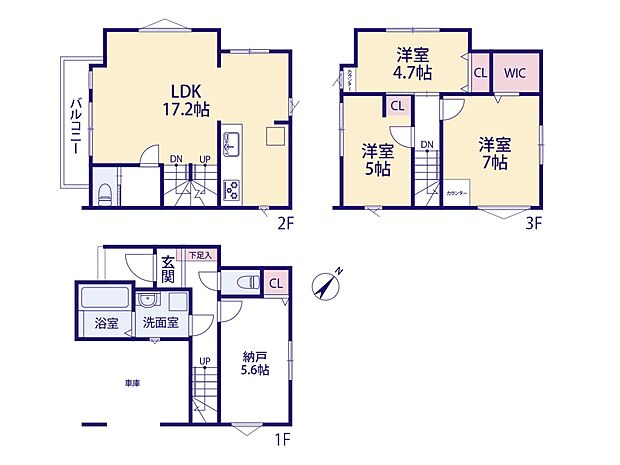 【間取り】3LDK+S