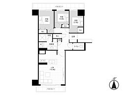 ヴィルヌーブ南越谷A棟 3LDKの間取図画像