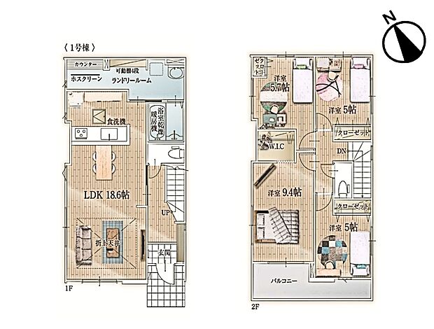 【間取り図】4LDK WIC・ランドリールームあり