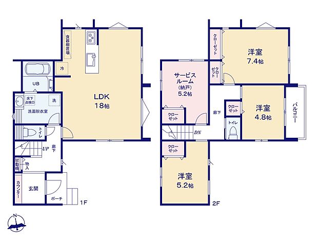 3LDK+S 土地面積100.0m2 建物面積99.46m2【1号棟】