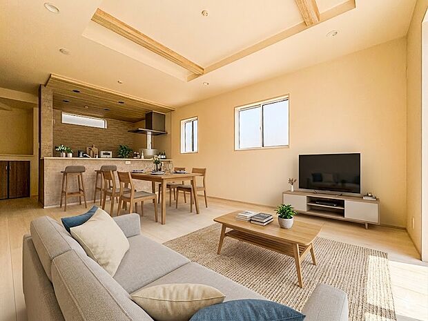 2号棟【LDK16帖】流行に左右されず、将来にわたって価値が継続する「上質」な佇まい。「※生成AIによるイメージです。家具・小物は販売価格に含まれません。」
