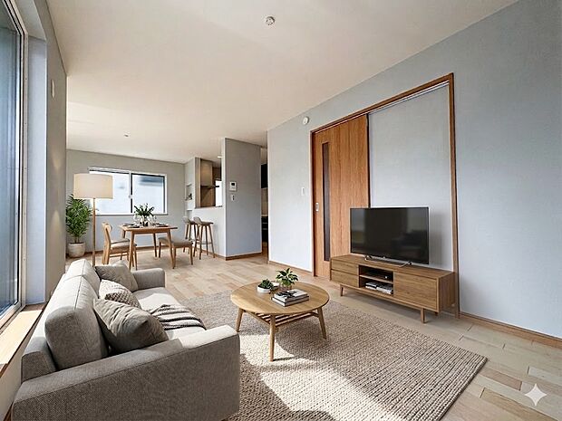 「LDK17.6帖」インテリアショップで見掛けた「あの家具」も置ける、ゆったりとした空間。時に広さが上質な寛ぎの時間になる事も。