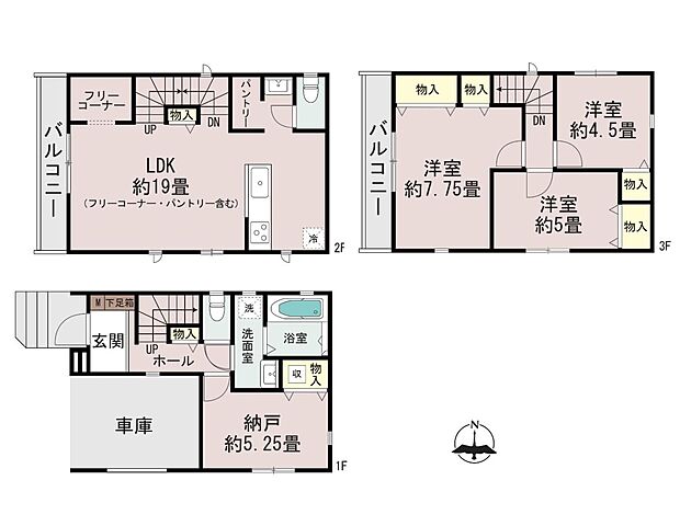 【間取図-A号棟-】広々家族ルームとパントリーが魅力の間取りです。