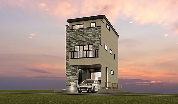 【外観】※イメージ図 家は一生のお買物。自分ならではの家族ならではの、家にしたい。書斎を設ける。子どものプレイングルームを設ける。趣味のオーディオルームを設置する。夢を追うオンリーワンの家で…