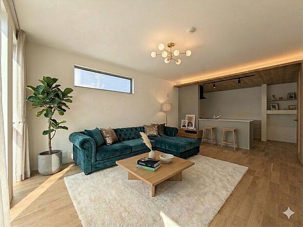 【ダイニングキッチン】会話でホッとコミュニケーションできるリビング。料理でホッとハピネスになるキッチンなど。人をホッとさせる最新設備・仕様を採用しています。