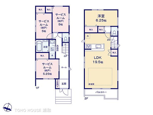 D号棟【間取り図】LDK19.5帖 床暖房あり