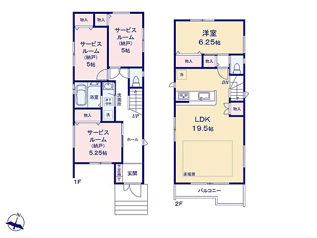 D号棟【間取り図】LDK19.5帖　床暖房あり
