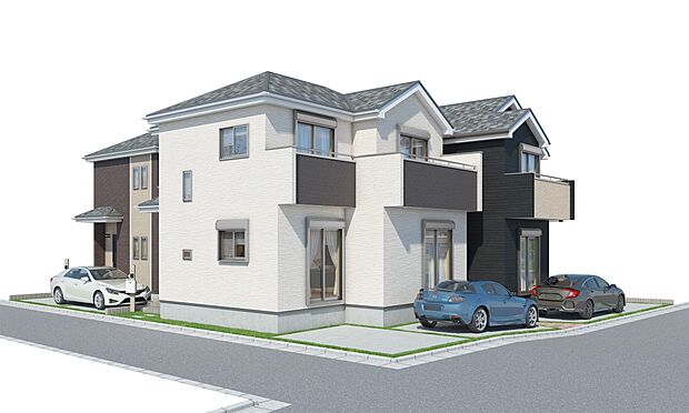 【完成予想図】完成予想図です。建築中は、現地のご見学に加えて近隣の完成物件をご覧いただき、イメージを掴んでいただけるようご案内いたします。