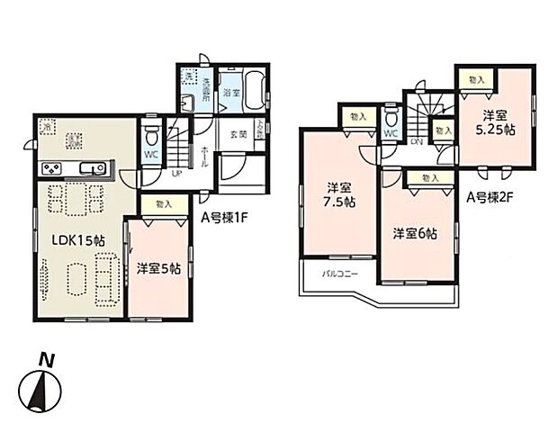 【間取り図】全室南向き4LDK