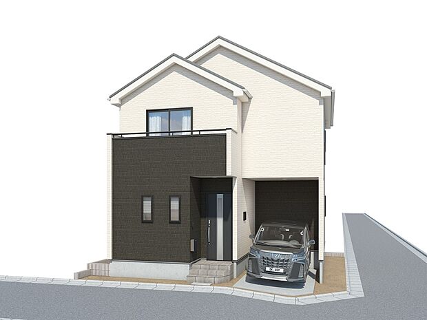 【完成予想図】完成予想図です。建築中は、現地のご見学に加えて近隣の完成物件をご覧いただき、イメージを掴んでいただけるようご案内いたします。