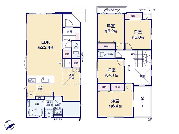 【間取り図】土地面積125.53m2　建物面積102.49m2