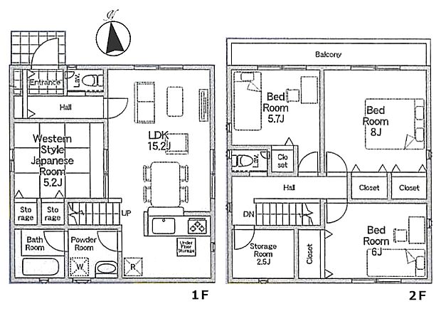 1号棟 4LDK 土地面積109.53m2 建物面積97.2m2