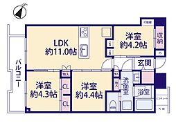 サウスゲートタワー川口 3LDKの間取図画像