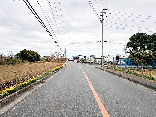 【前面道路】家の前をまっすぐの通りが走っている。人々は毎朝、ウォーキング、ジョギング、犬の散歩など、フリーな朝時間を過ごしている。